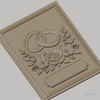Fichier CNC & impression 3D thème mariage, bagues entrelacées et bouquet floral, haute qualité relief STL