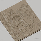 Fichier CNC & impression 3D exploration antique, bateau viking, port avec palais, haute qualité relief STL