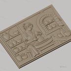 Fichier CNC & impression 3D scène potier femme, tour de potier, pots, atelier, haute qualité relief STL