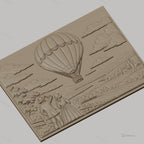 Fichier CNC & impression 3D montgolfière, couple vintage champêtre, haute qualité relief STL