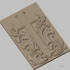 Fichier CNC & impression 3D Croix ornementale, motifs floraux baroques, haute qualité relief STL