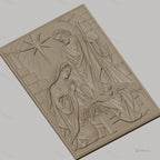 Fichier CNC & impression 3D scène de la nativité, Marie Joseph et bébé Jésus avec étoile, haute qualité relief STL