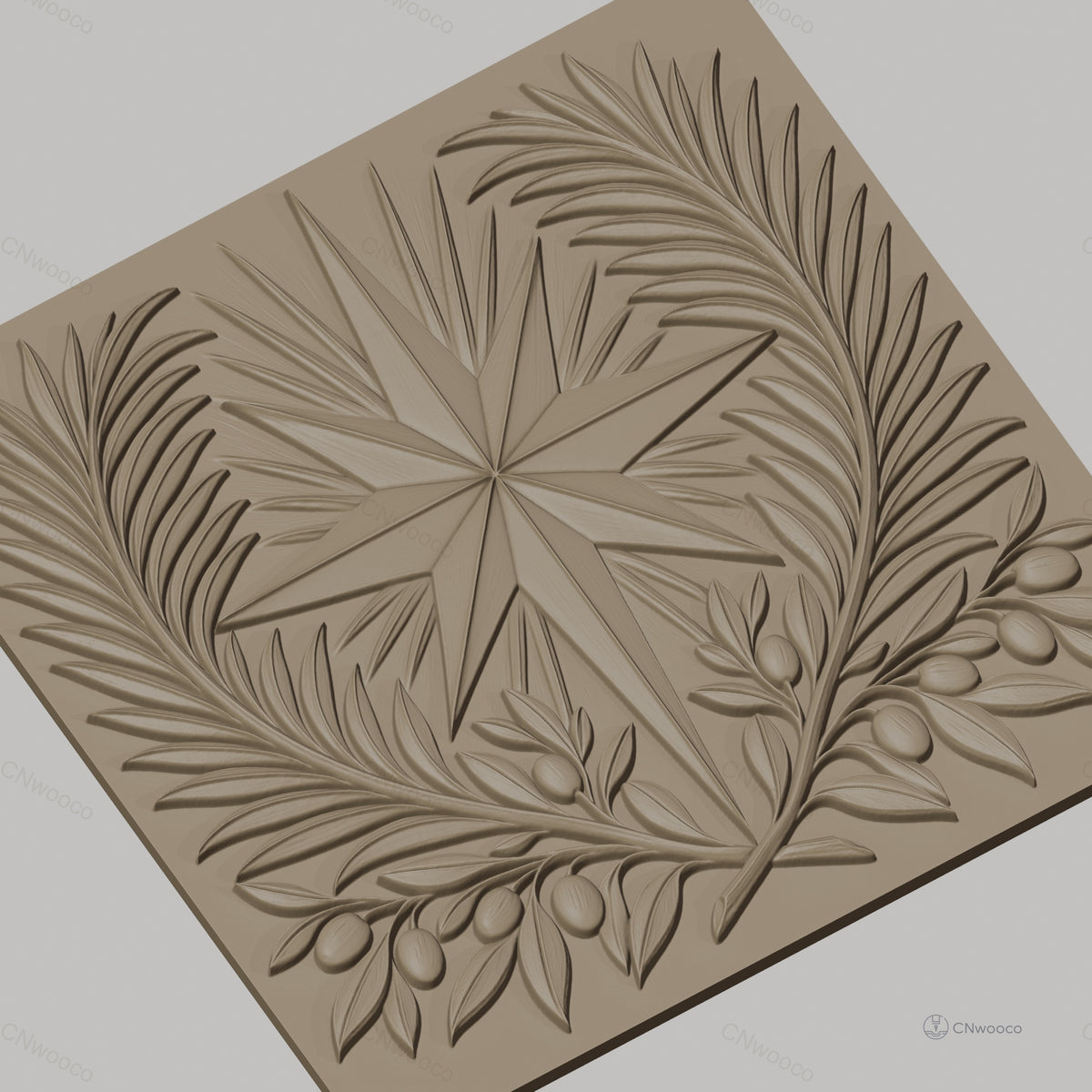 Fichier CNC & impression 3D étoile et branches d'olivier, décoration relief STL haute qualité relief STL
