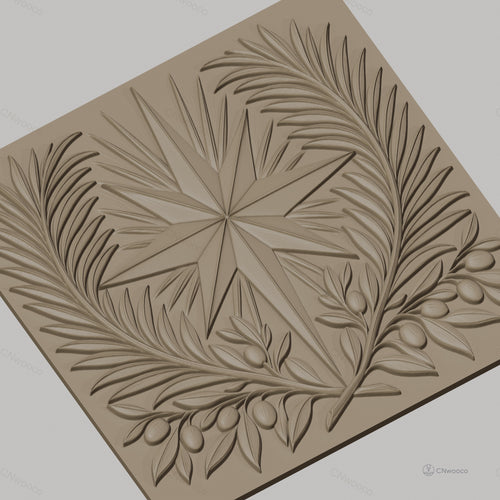 Fichier CNC & impression 3D étoile et branches d'olivier, décoration relief STL haute qualité relief STL