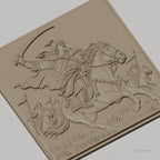 Fichier CNC & impression 3D cavalier guerrier à cheval, scène de bataille avec épée, haute qualité relief STL