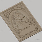 Fichier CNC & impression 3D cheval, tête de cheval avec cadre ornemental, haute qualité relief STL