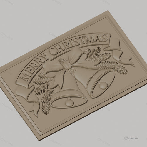 Fichier CNC & impression 3D Noël, cloches, ruban et branches de sapin, haute qualité relief STL