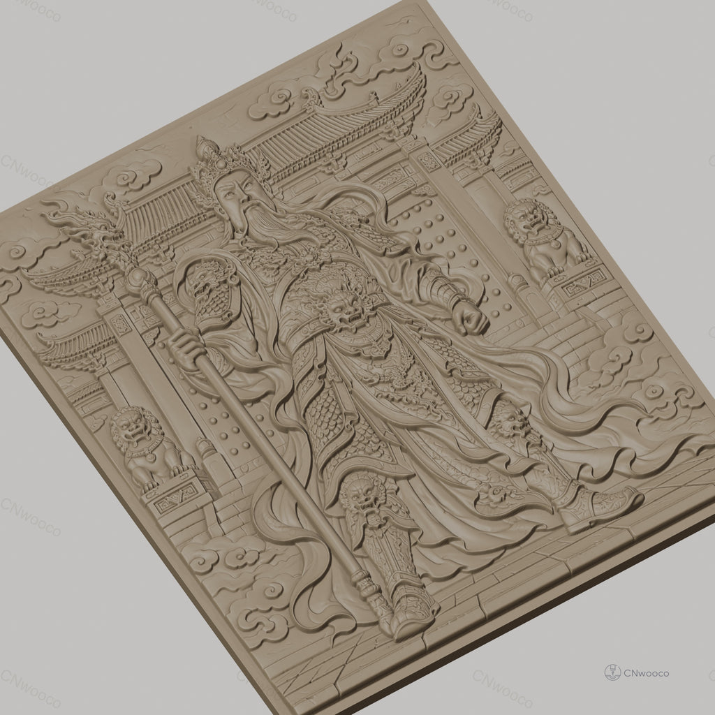 Fichier CNC & impression 3D guerrier chinois, temple, dragons, haute qualité relief STL