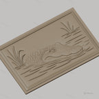 Fichier CNC & impression 3D alligator dans l'eau avec végétation, haute qualité relief STL