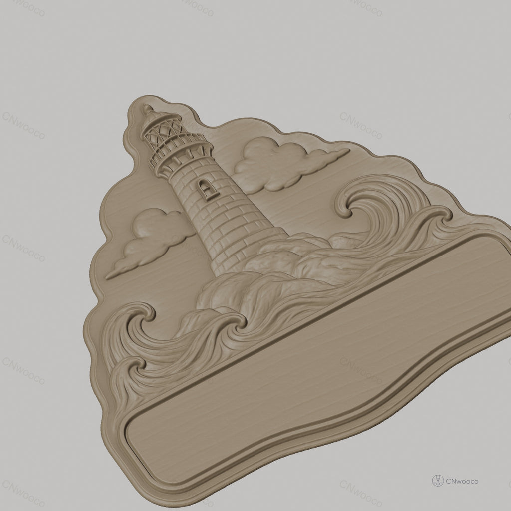 Fichier CNC & impression 3D enseigne phare maritime, vagues et ciel, STL très haute qualité