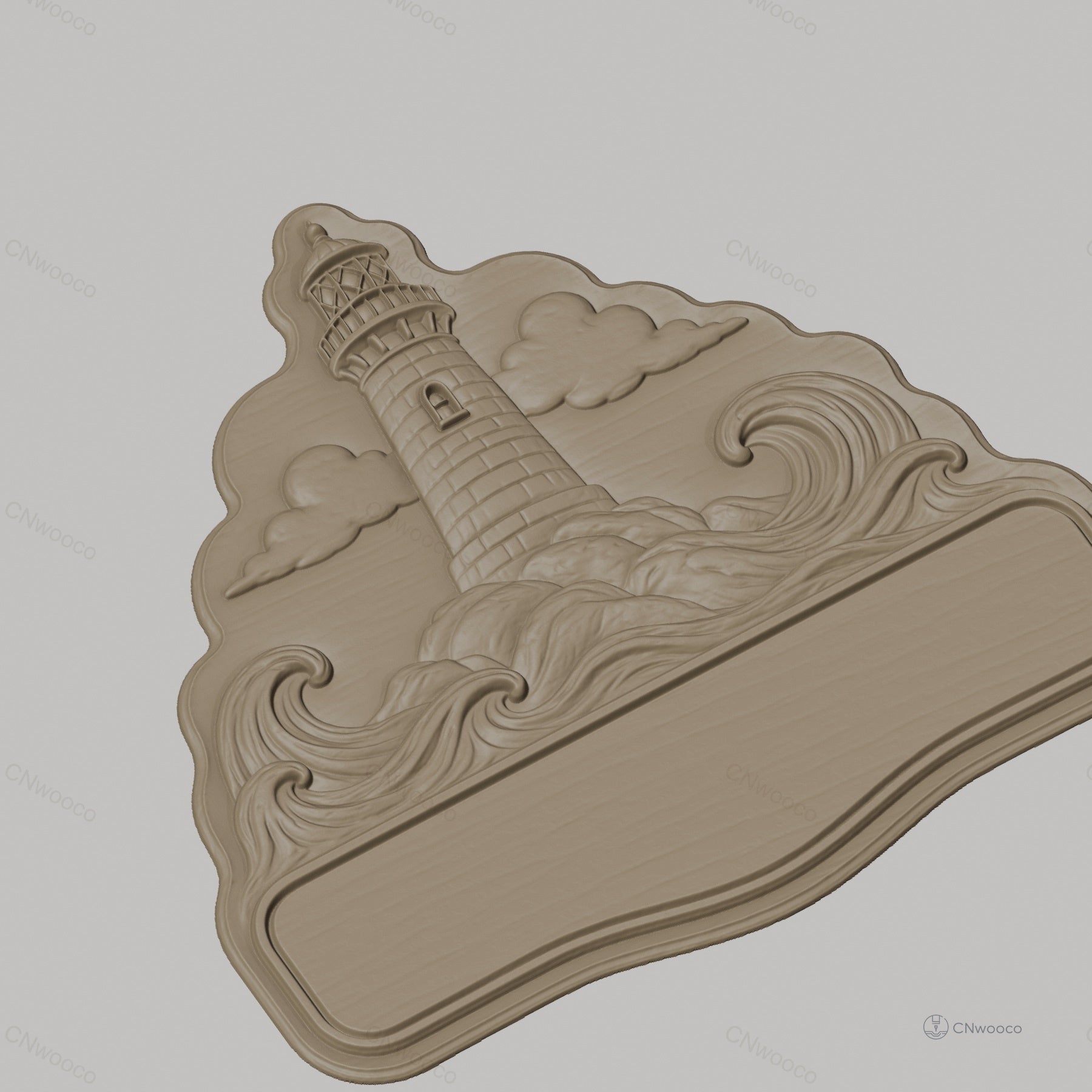 Fichier CNC & impression 3D enseigne phare maritime, vagues et ciel, STL très haute qualité