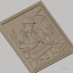Fichier CNC & impression 3D charpentier au travail, marteau et bois, haute qualité relief STL