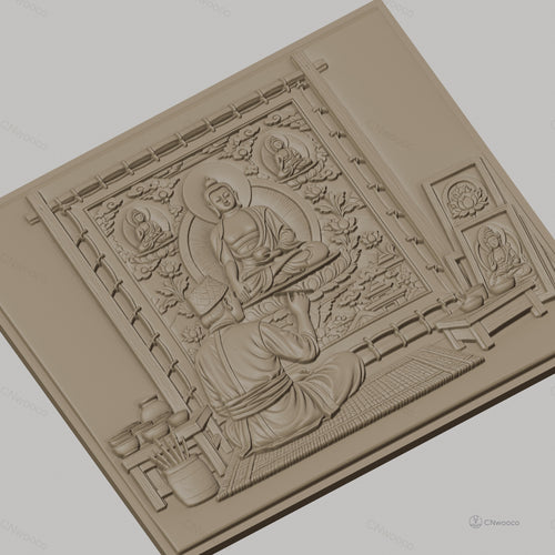 Fichier CNC & impression 3D art bouddhiste, peintre portrait Bouddha, haute qualité relief STL