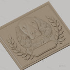 Fichier CNC & impression 3D chien épagneul avec feuilles décoratives, haute qualité relief STL