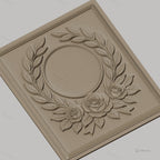 Fichier CNC & impression 3D couronne de laurier et roses, cadre circulaire décoratif, haute qualité relief STL