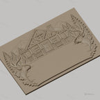Fichier CNC & impression 3D chalet en bois, têtes de cerf, sapins, montagnes, haute qualité relief STL