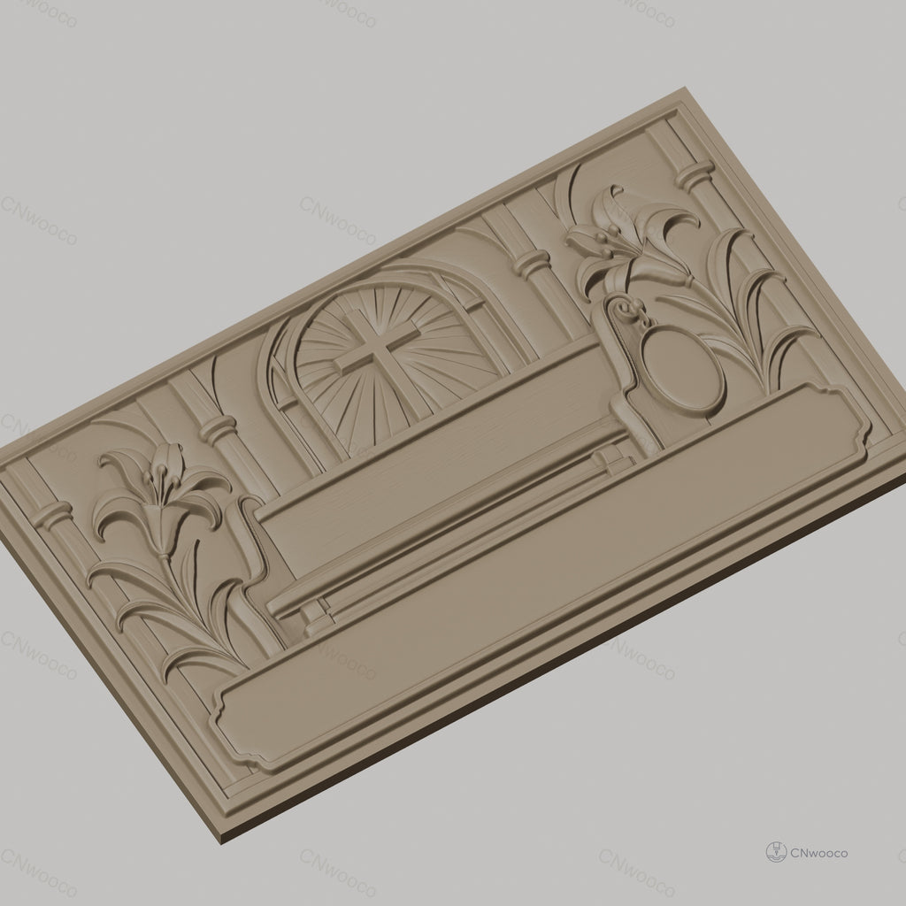 Fichier CNC & impression 3D relief religieux, croix, lys, cadre vide, haute qualité relief STL