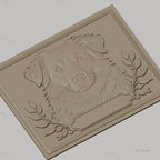 Fichier CNC & impression 3D chien avec cadre floral, portrait relief haute qualité relief STL