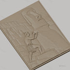 Fichier CNC & impression 3D statue Moaï et sculpteur, relief historique haute qualité relief STL