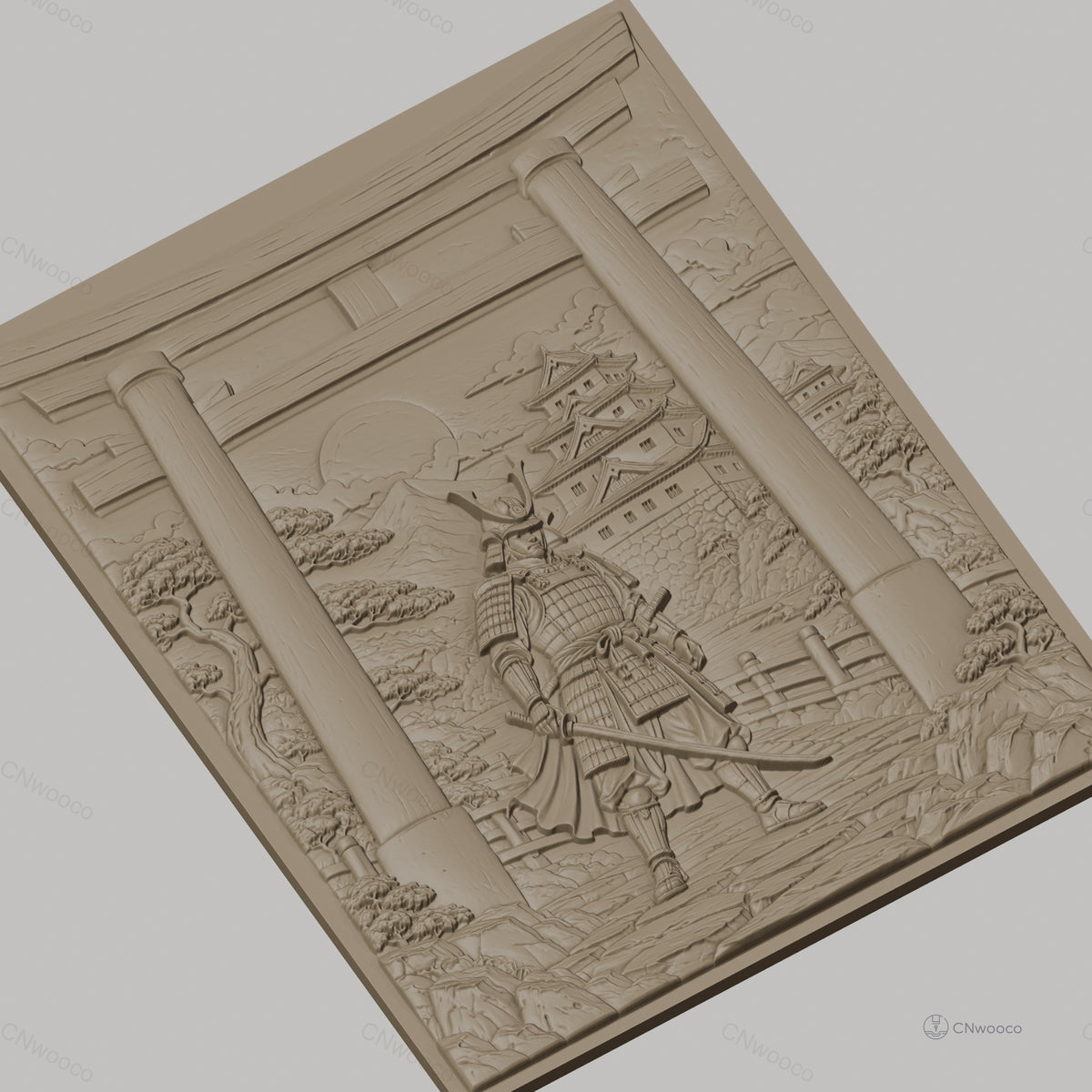 Fichier CNC & impression 3D samouraï, torii, château japonais, haute qualité relief STL