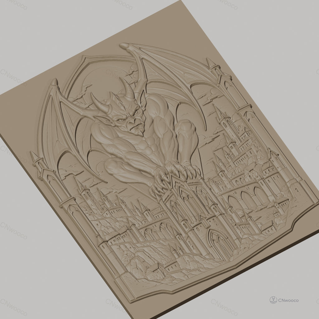 Fichier CNC & impression 3D gargouille démoniaque, château gothique détaillé, haute qualité relief STL