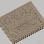 Fichier CNC & impression 3D tombeau gothique avec crâne, bougies et drap, haute qualité relief STL