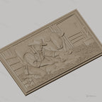 Fichier CNC & impression 3D vétérinaire et vaches, fermier médecin avec veau dans grange, haute qualité relief STL
