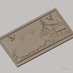 Fichier CNC & impression 3D paysage religieux avec chapelle, colombes, soleil levant, chemin de pierre, haute qualité relief STL