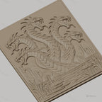 Fichier CNC & impression 3D hydre à six têtes, ruines antiques et étang, haute qualité relief STL