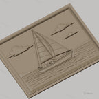Fichier CNC & impression 3D bateau à voile, mer, nuages, haute qualité relief STL
