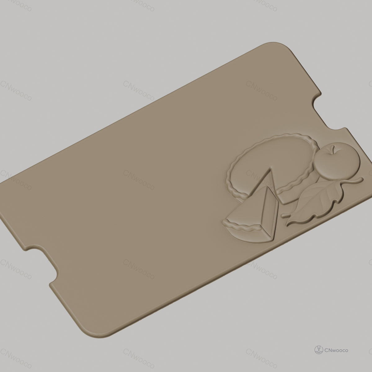 Fichier CNC tarte pomme feuille bas-relief pour sculpture sur bois, STL