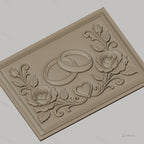 Fichier CNC & impression 3D thème mariage, bagues entrelacées, roses et cœur, haute qualité relief STL