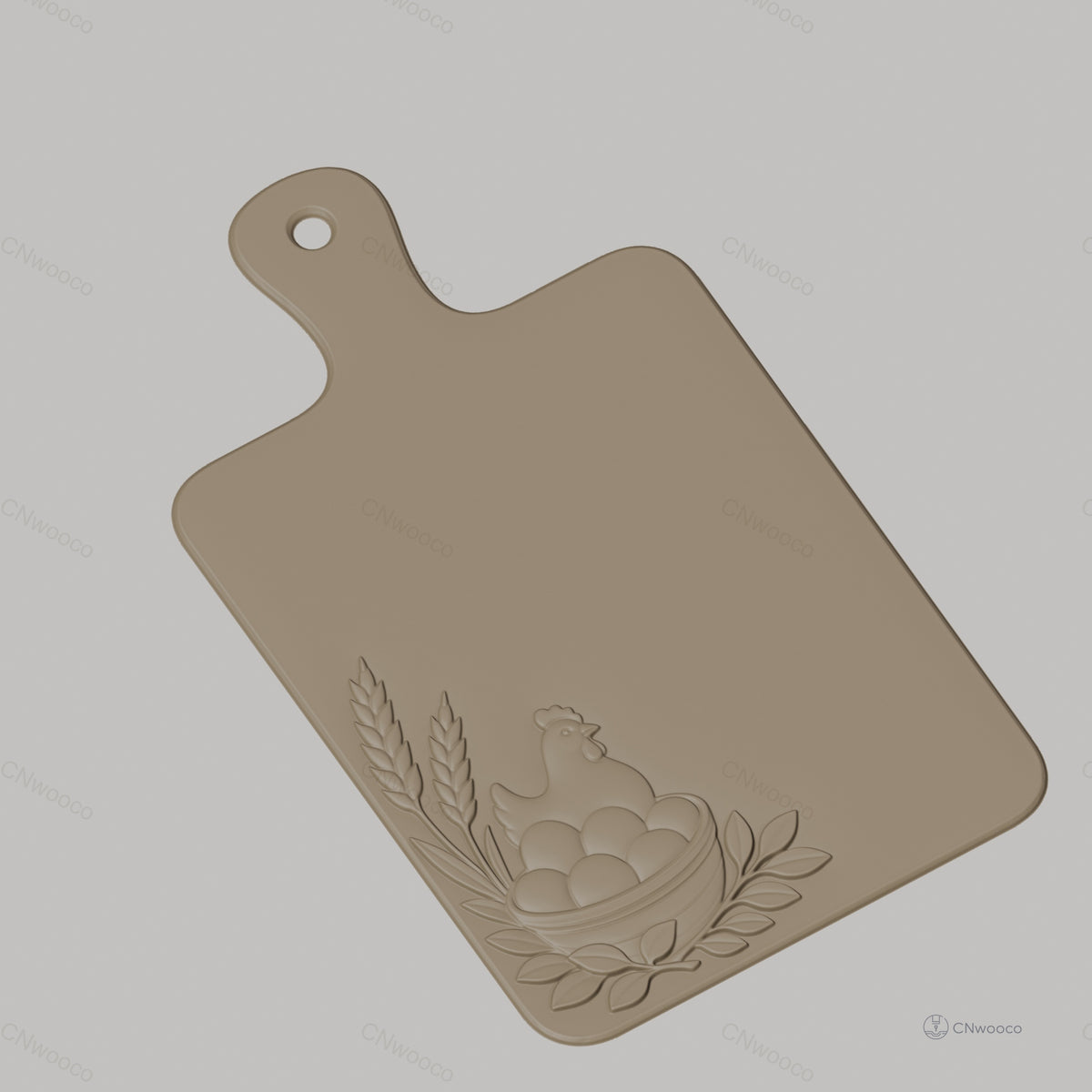 Fichier CNC Poule, panier d'œufs et épis de blé, bas-relief pour sculpture sur bois, STL