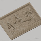 Fichier CNC & impression 3D église de campagne, paysage religieux avec soleil et arbres, haute qualité relief STL