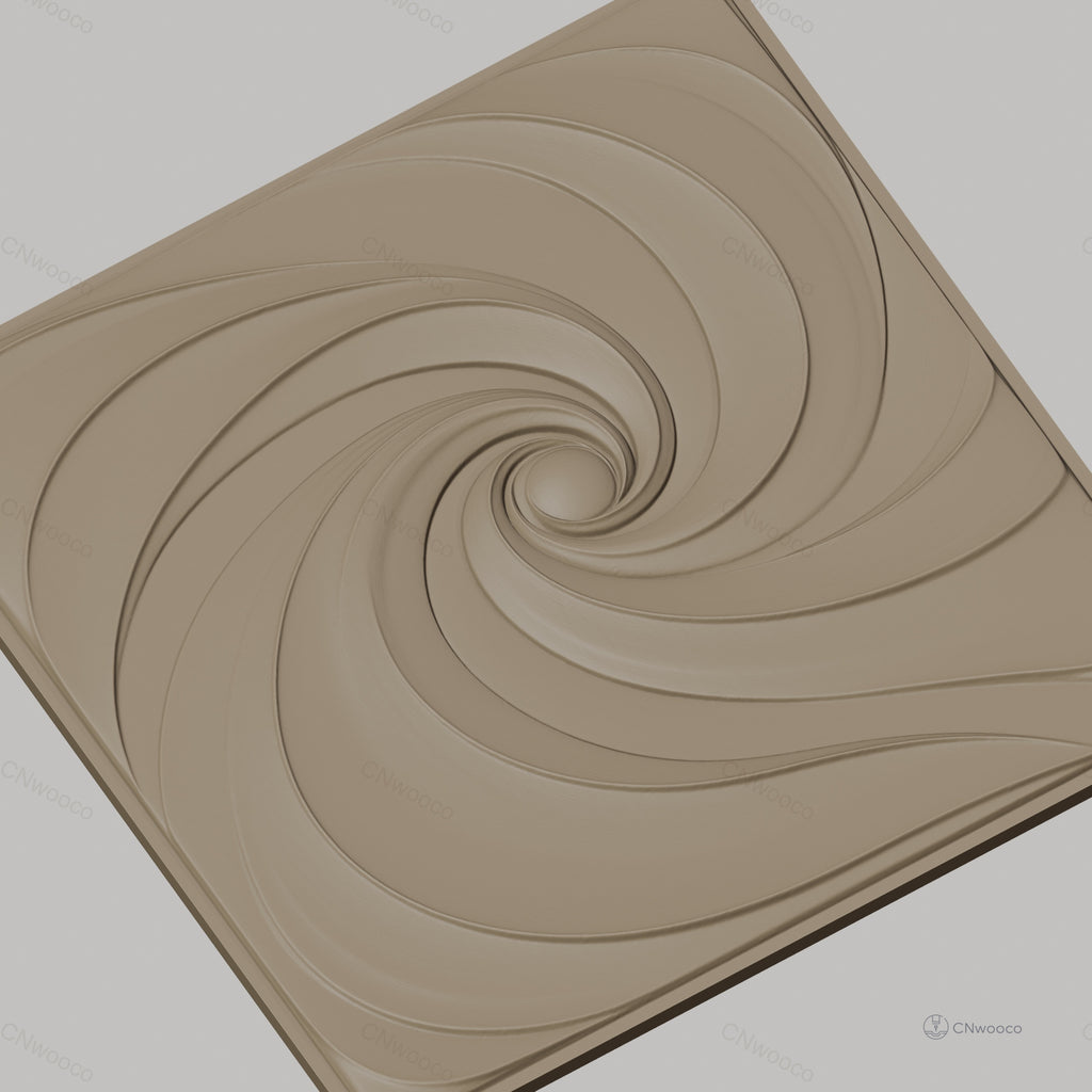 Fichier CNC & impression 3D motif tourbillon abstrait, formes ondulées circulaires, haute qualité relief STL
