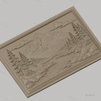 Fichier CNC & impression 3D paysage montagne rivière sapins haute qualité relief STL