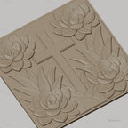 Fichier CNC & impression 3D croix et lotus, fleurs relief artistique, haute qualité relief STL