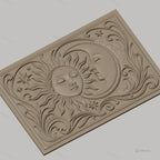Fichier CNC & impression 3D Soleil et Lune avec étoiles et volutes, haute qualité relief STL