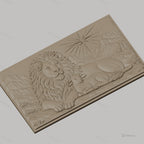 Fichier CNC & impression 3D Lion et agneau, paysage montagneux avec étoile, haute qualité relief STL