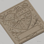 Fichier CNC & impression 3D cœur patchwork avec roses et nœud, haute qualité relief STL