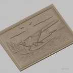 Fichier CNC & impression 3D hydravion sur lac, montagnes et forêts, haute qualité relief STL