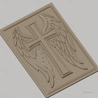 Fichier CNC & impression 3D Croix avec ailes d'ange, haute qualité relief STL