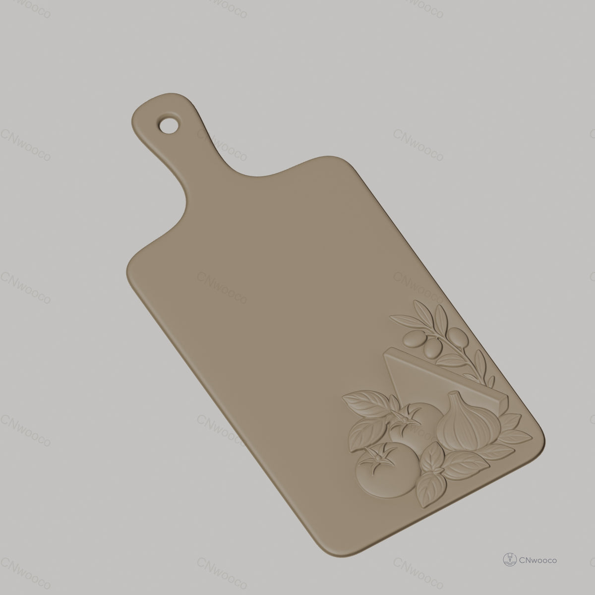 Fichier CNC planche à découper légumes ail fromage olives bas-relief pour sculpture sur bois, STL