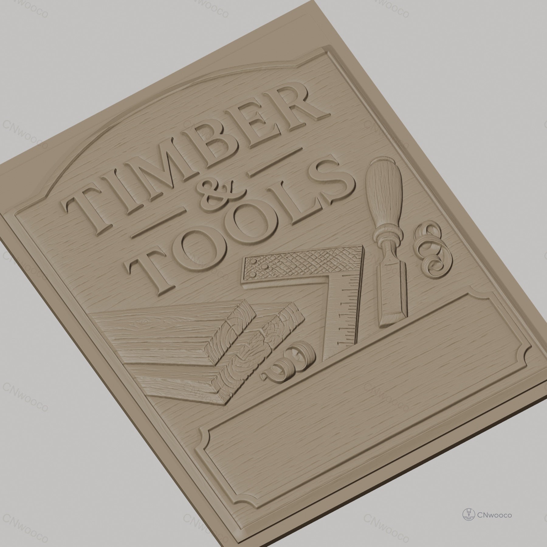 Fichier CNC & impression 3D thème bois et outils, planche, équerre, ciseau à bois, copeaux, haute qualité relief STL