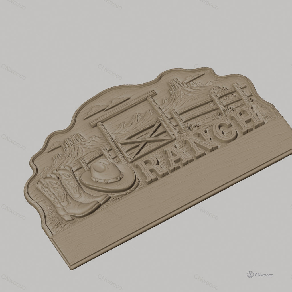 Fichier CNC porte-clés mural enseigne Ranch western cowboy décor STL très haute qualité