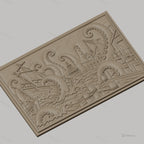 Fichier CNC & impression 3D monstre marin, bateau attaqué par poulpes géants et phare, haute qualité relief STL