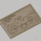 Fichier CNC & impression 3D cygnes amoureux, lac, arbres et reflets, haute qualité relief STL