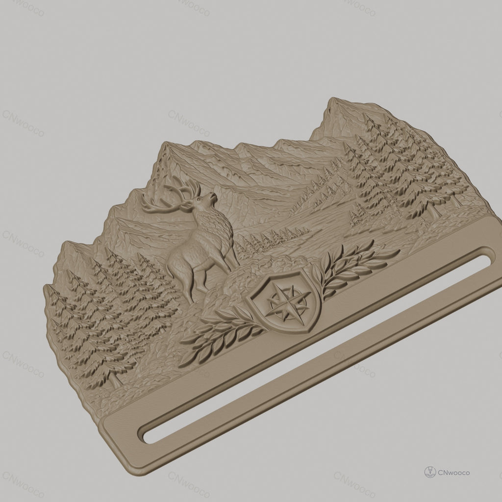 Fichier CNC & impression 3D support cartes montagne, cerf et forêt, STL très haute qualité