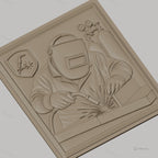 Fichier CNC & impression 3D Soudeur avec casque, poste à souder et étincelles, haute qualité relief STL