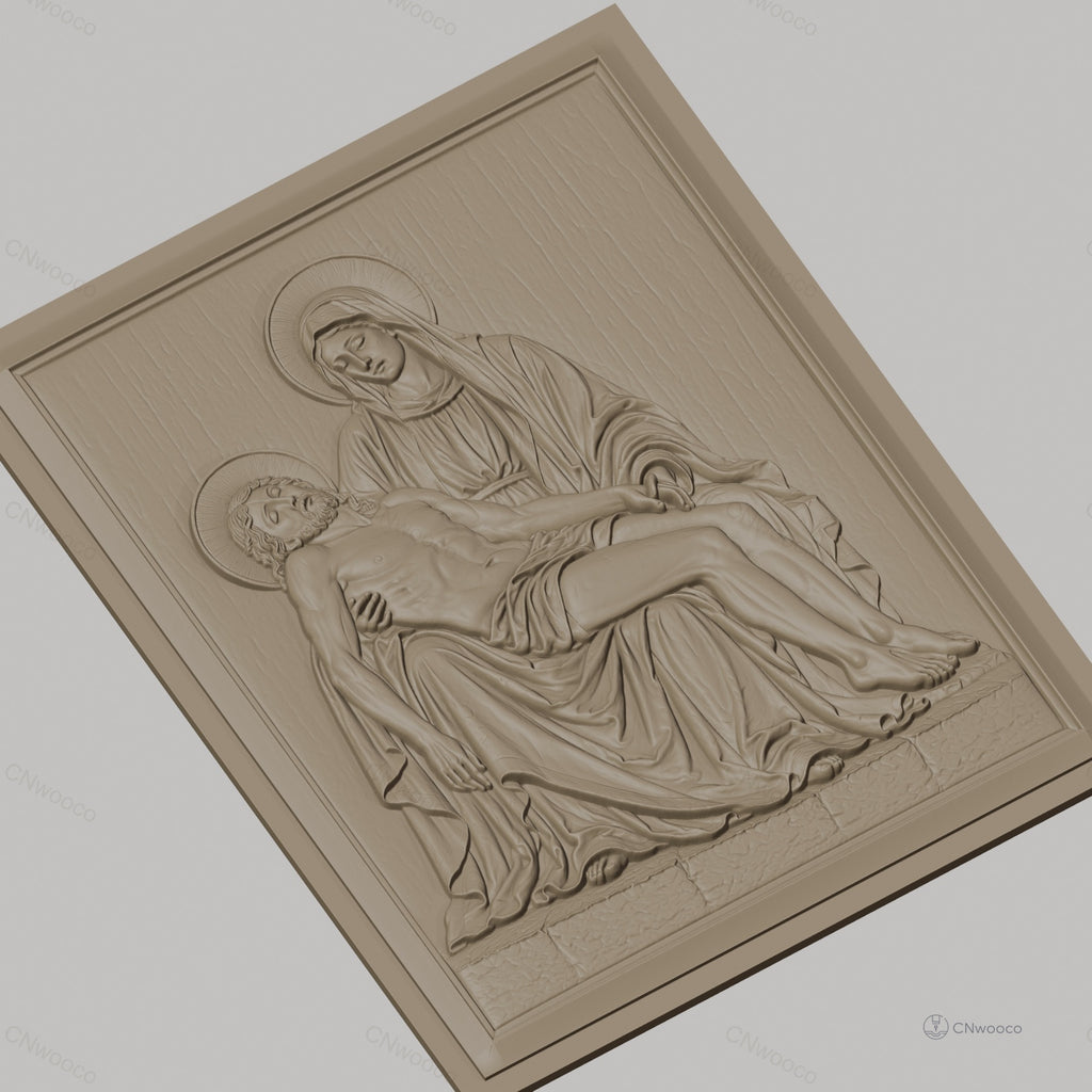 Fichier CNC & impression 3D Piéta, Vierge Marie tenant Jésus mort, haute qualité relief STL